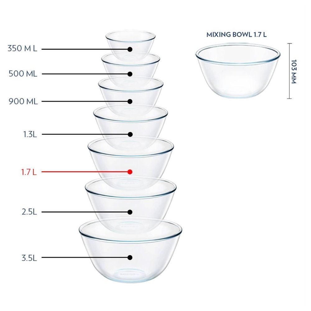 Borosil - Icate Round Glass Mixing Bowl - 1.7 L