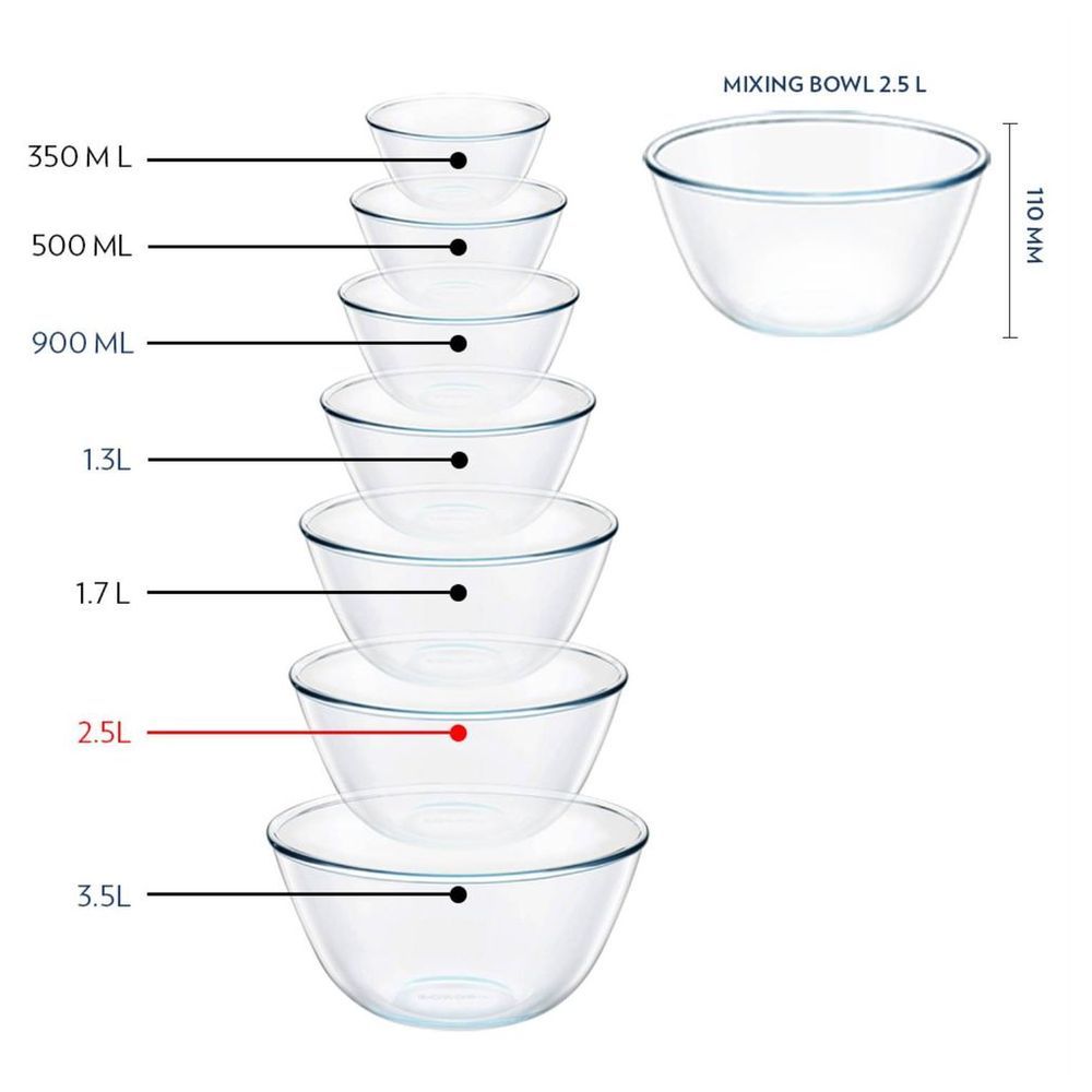 Borosil - Icate Round Glass Mixing Bowl - 2.5 L