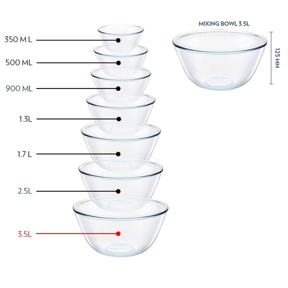 Borosil - Icate Round Glass Mixing Bowl - 3.5 L