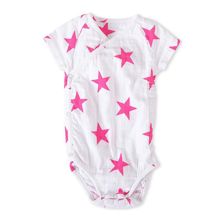 Aden + Anais - Short-Sleeved Bodysuit Medium Pink Star