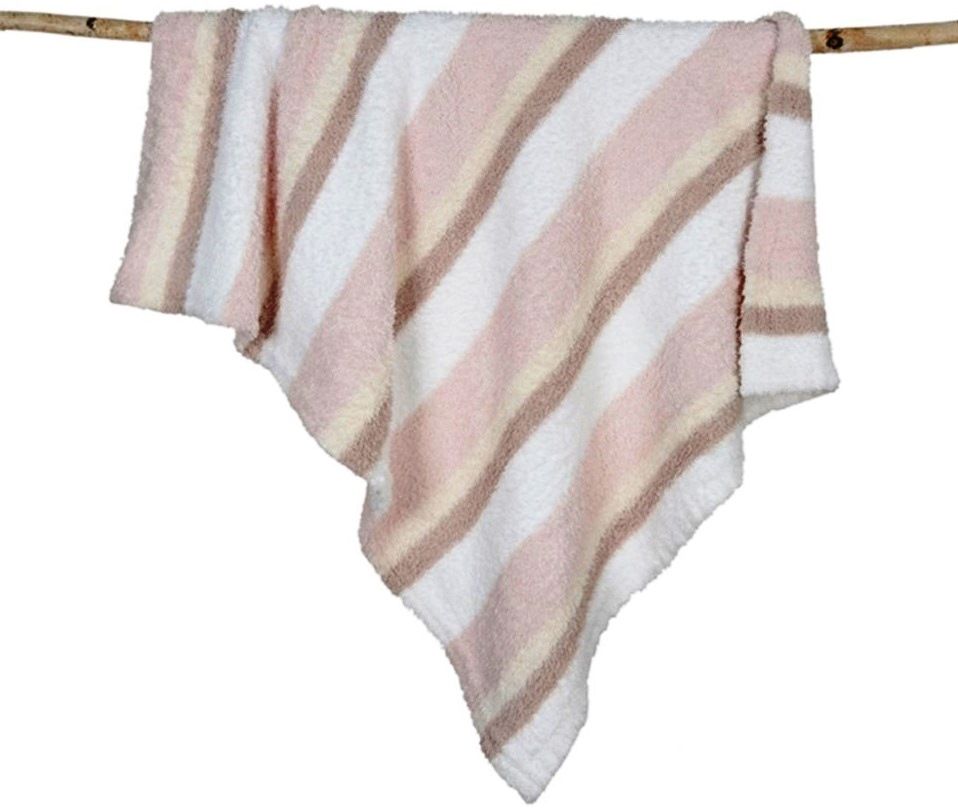 Barefoot Dreams® CozyChic® Multi Striped Stroller Blanket  - White/Blush/Cream/Pink