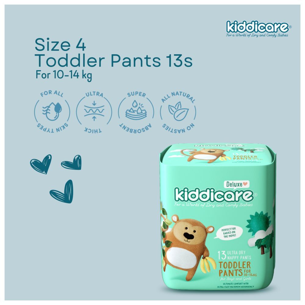 Kiddicare - Toddler Nappy Pants - Size 4 - 10-14kg - Pack of 13