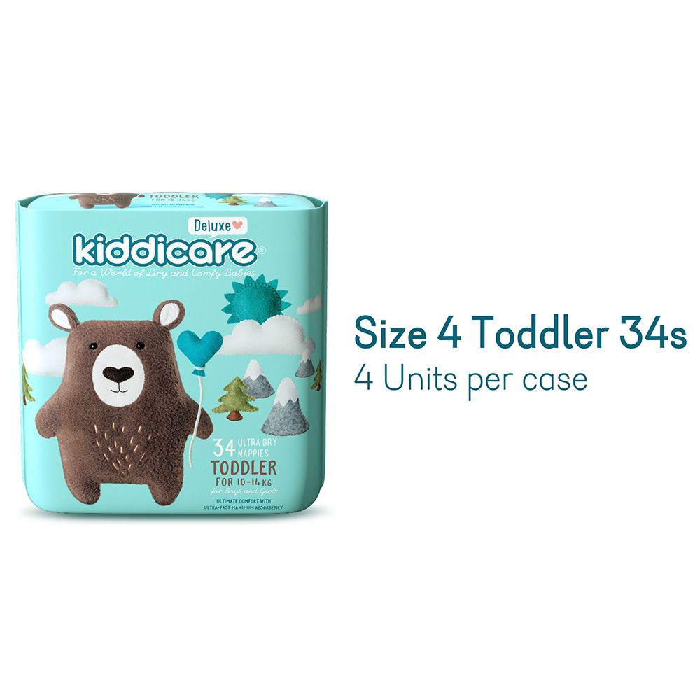 Kiddicare - Toddler Nappies - Size 4 - 10-14kg - Pack of 34