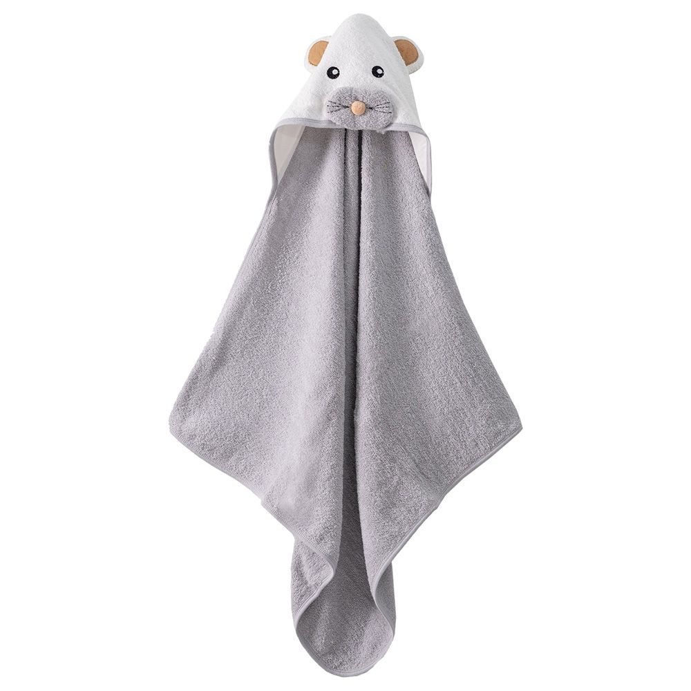 Bebetto - Sweet Mouse Hooded Towel - Grey