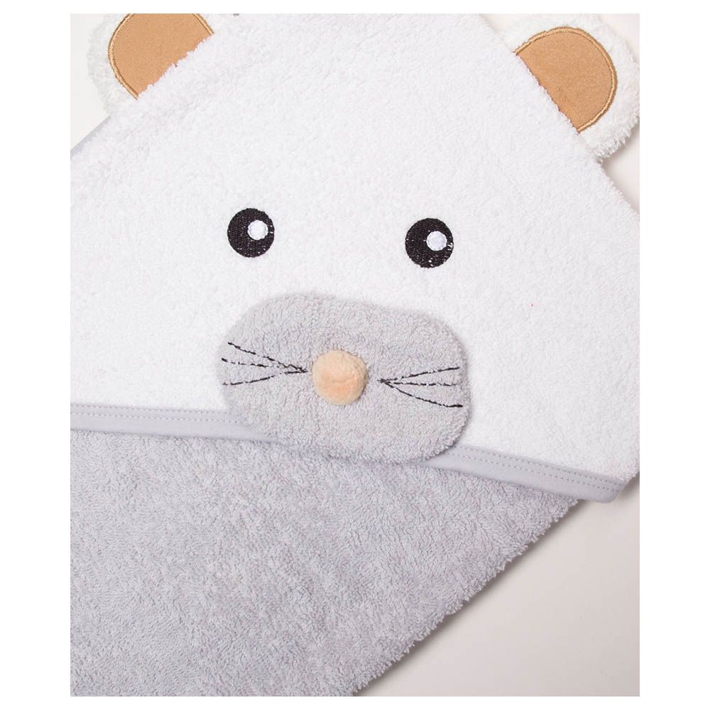 Bebetto - Sweet Mouse Hooded Towel - Grey