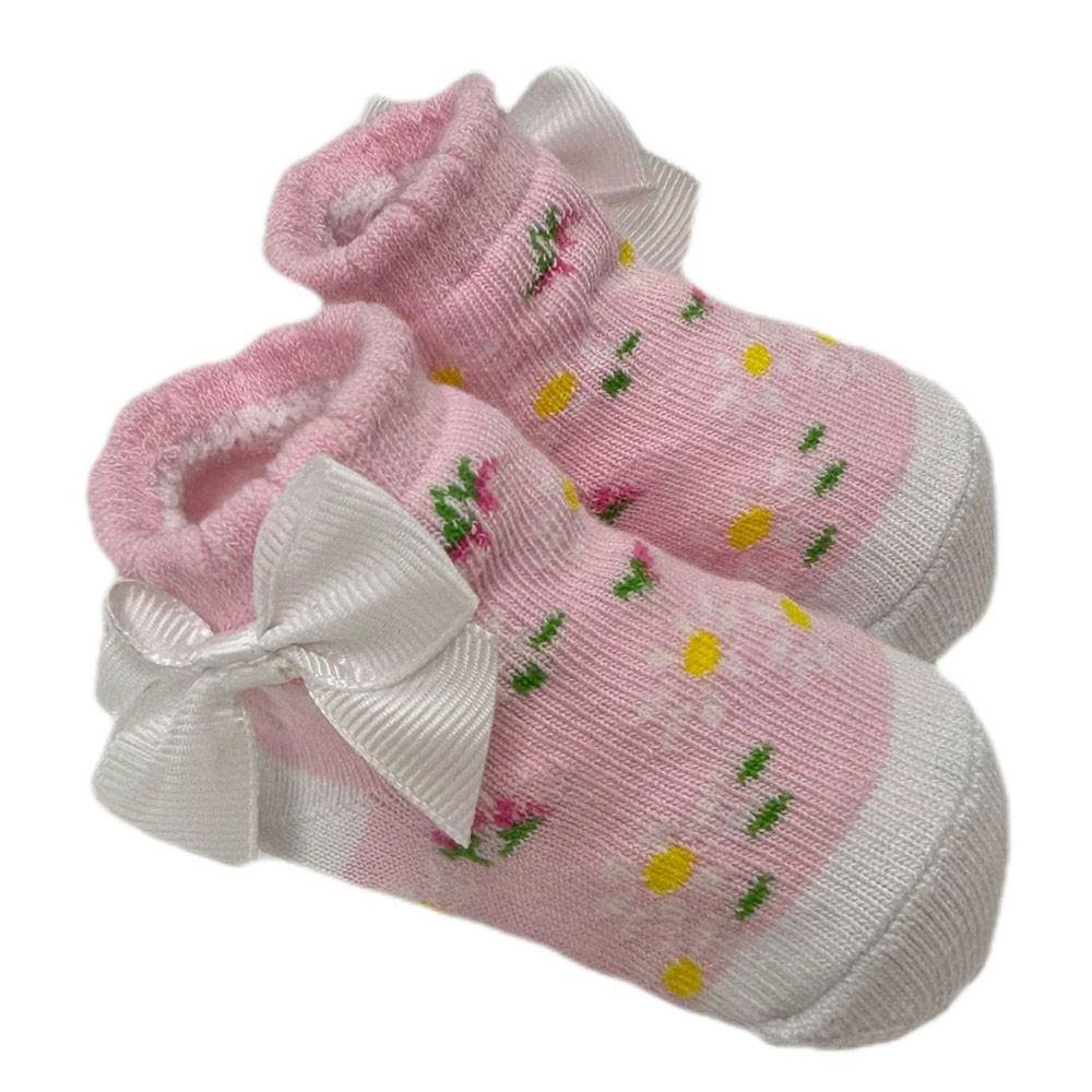 Smart Baby - 4pc-Set - Baby Girl Socks - Pink/White