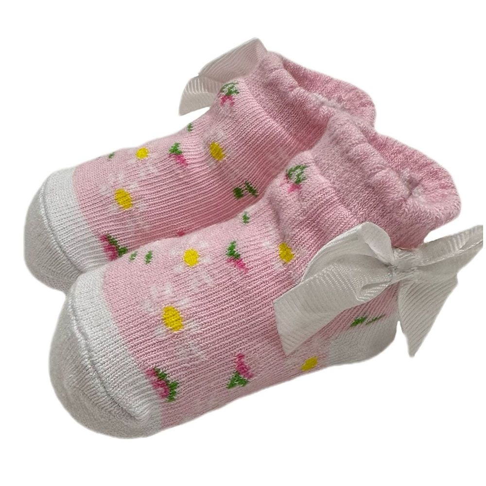 Smart Baby - 4pc-Set - Baby Girl Socks - Pink/White