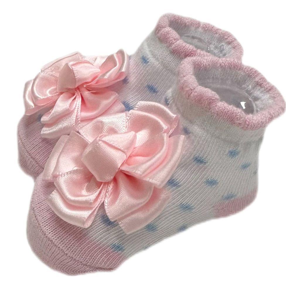 Smart Baby - 4pc-Set - Baby Girl Socks - Pink/White