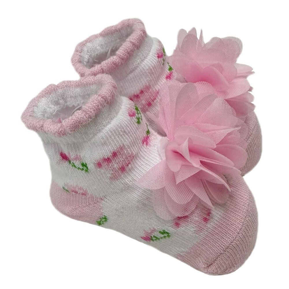 Smart Baby - 4pc-Set - Baby Girl Socks - Pink/White