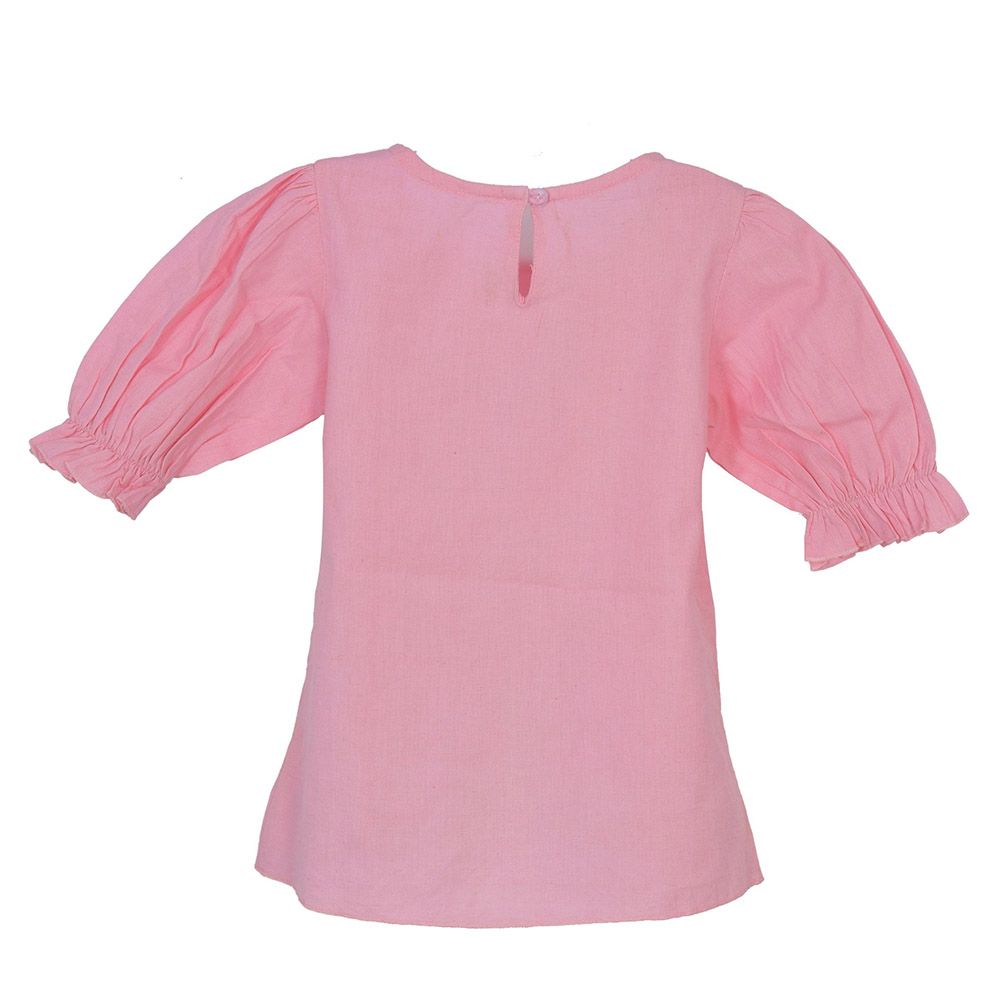 Nexgen Girls - Girl's Round Neck Shorts Sleeve Plain Top - Pink