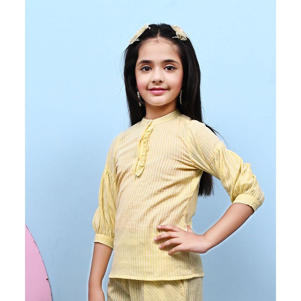 Nexgen Girls - Girl's Round Neck Plain Top -Lemon