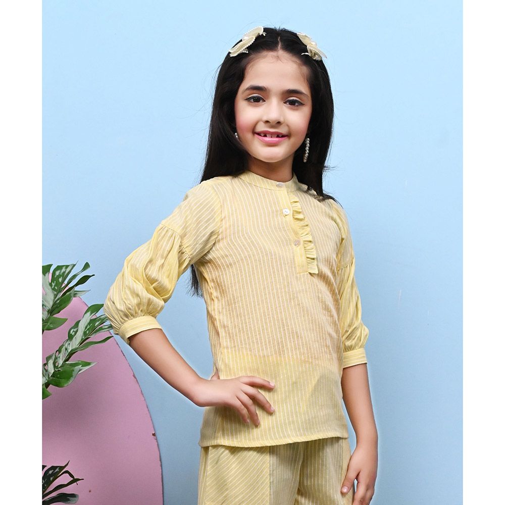 Nexgen Girls - Girl's Round Neck Plain Top -Lemon