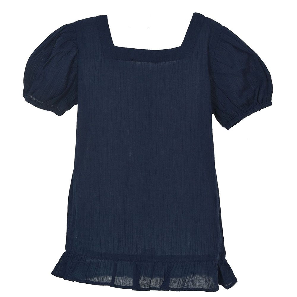 Nexgen Girls - Girl's Square Neck Puff Sleeve Plain Top - Navy