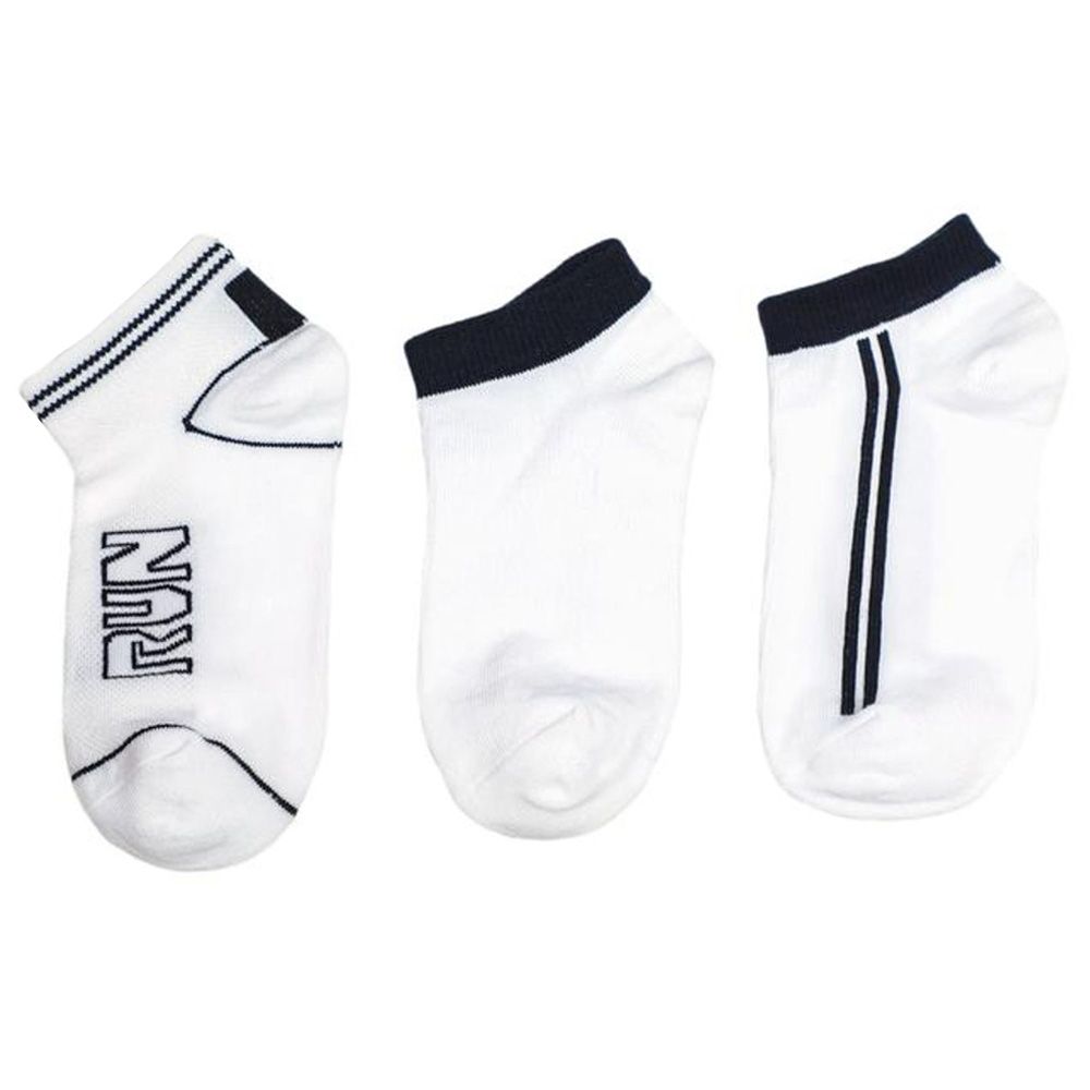 Genius - 3pc-Set - Boy Trainer Socks - White/Navy 