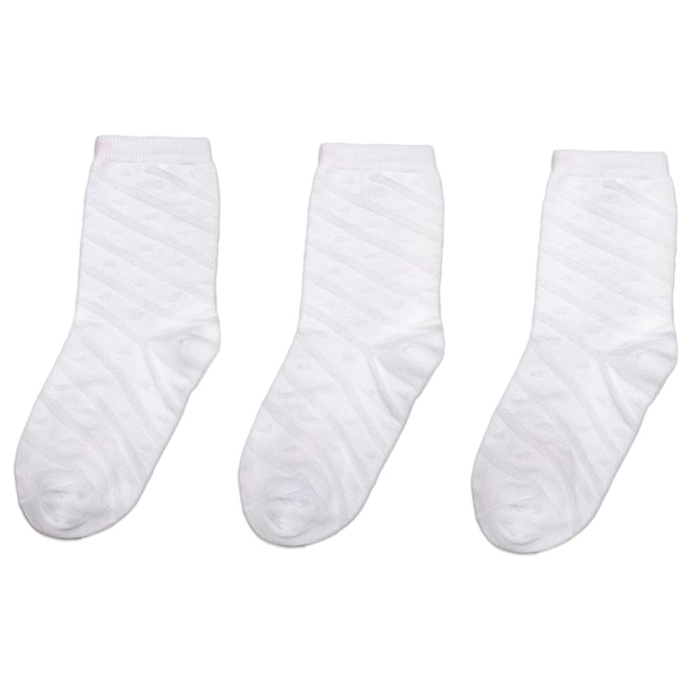 Genius - 3pc-Set - Girls Striped Jaquard Socks - White 