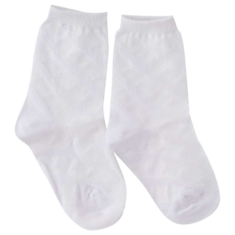 Genius - 3pc-Set - Girls Striped Jaquard Socks - White 