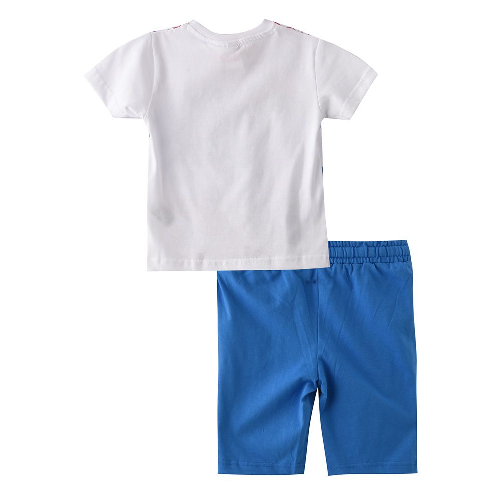 Spiderman - 2Pc - Boy Printed T-Shirt w/ Shorts - White/Blue