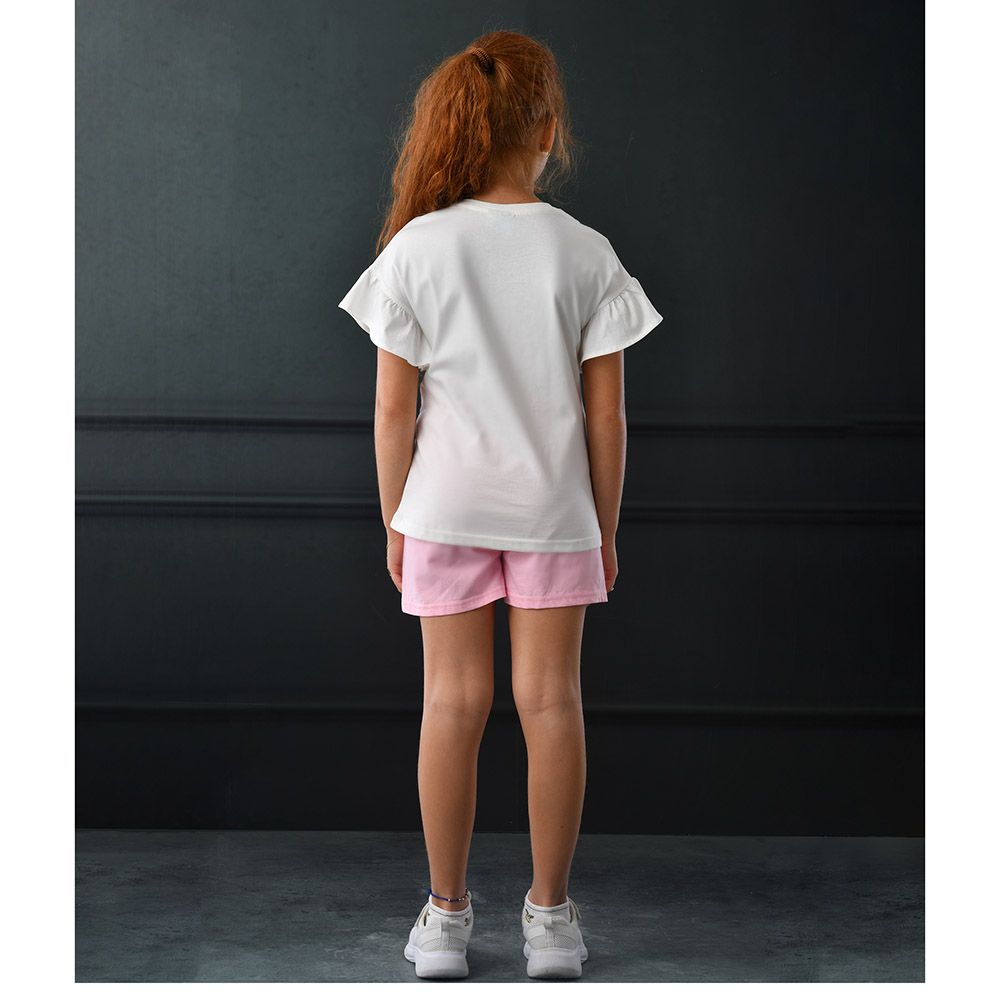 Disney - 2pc-Set - Girl Half Sleeve Top w/ Shorts - Off-White