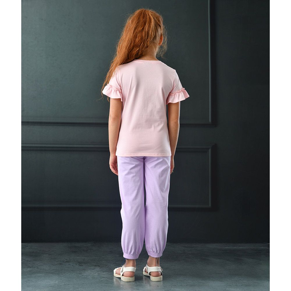 Disney - 2pc-Set - Girl Half Sleeve T-Shirt w/ Harem Pants - Pink/Lilac