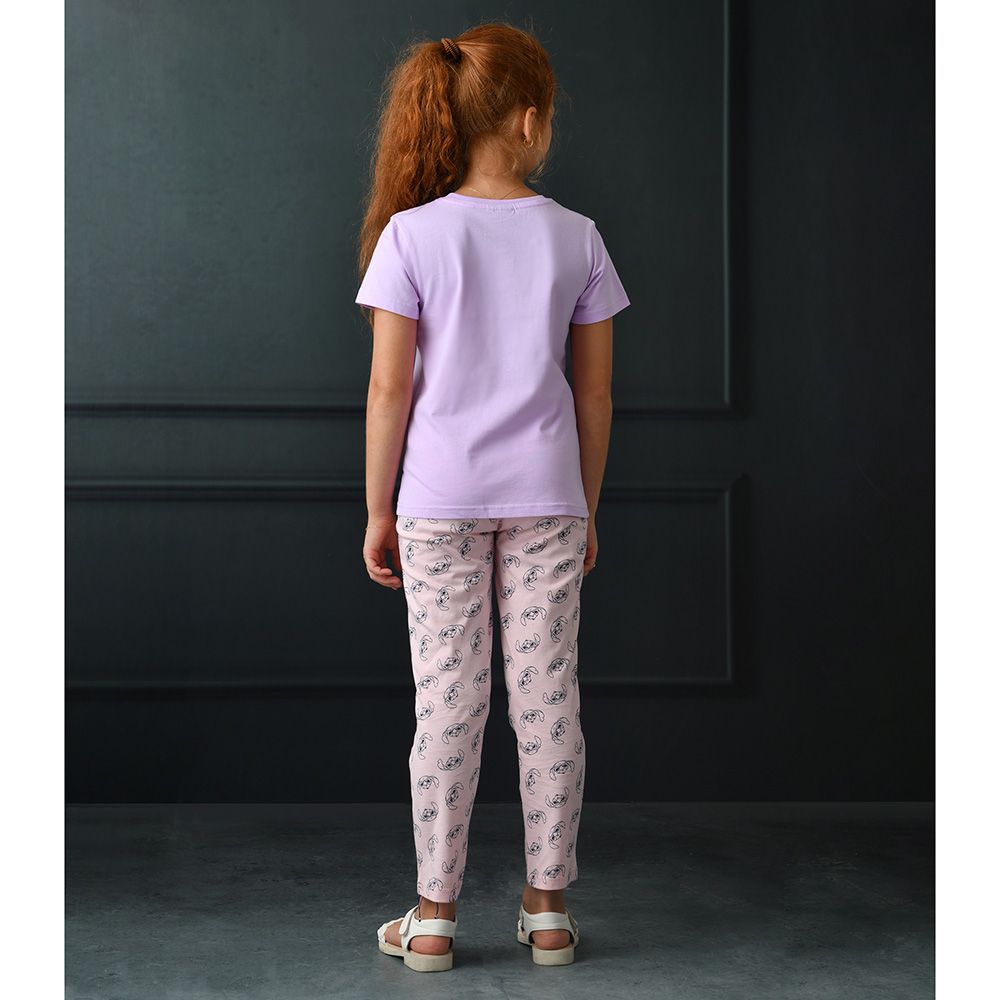 Disney - 2pc-Set - Half Sleeve T-Shirt w/ Pants - Lilac/Pink