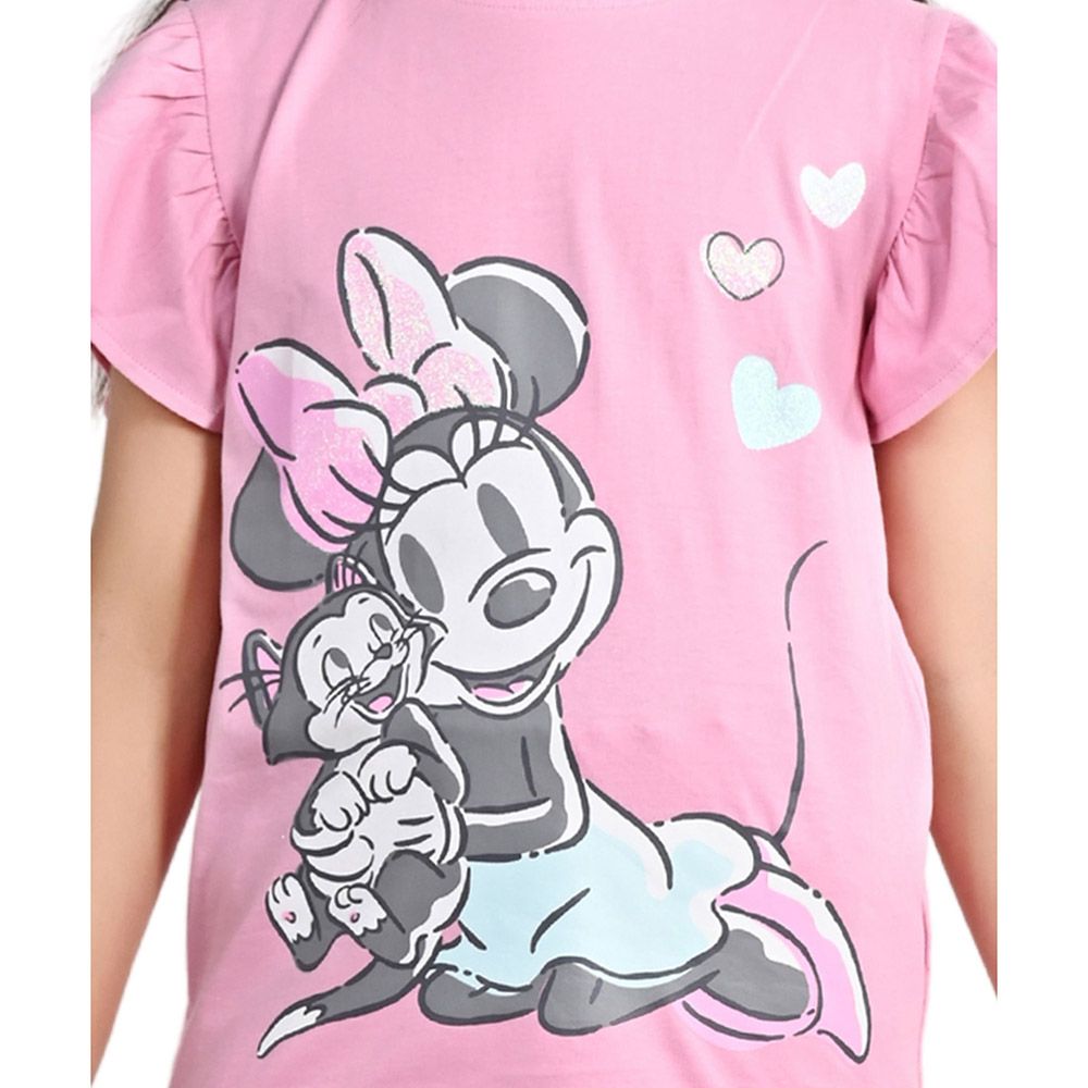 Minnie Mouse - 2pc-Set - Girl Half Sleeve Top w/ Shorts - Pink