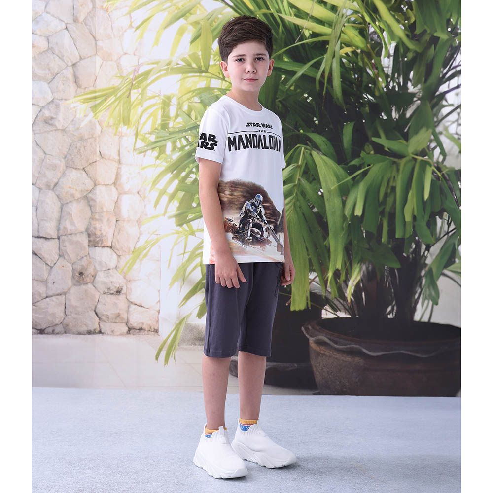 Star Wars - 2pc-Set - Boy Half Sleeve T-Shirt w/ Shorts - White/Grey