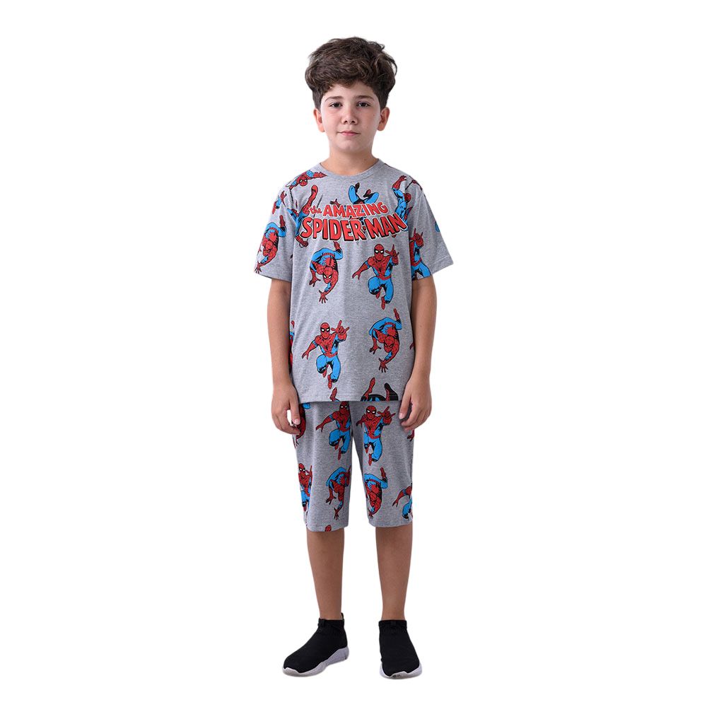 Spiderman - 2pc-Set - Boy T-Shirt w/ Shorts - Grey Melange