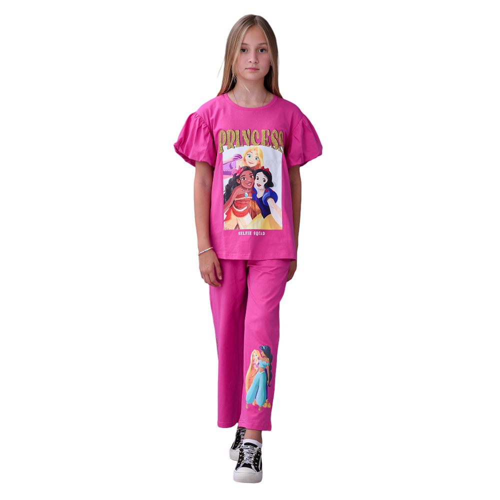 Disney - 2pc-Set - Girl Rapunzel T-Shirt w/ Wide-Leg Pants - Pink