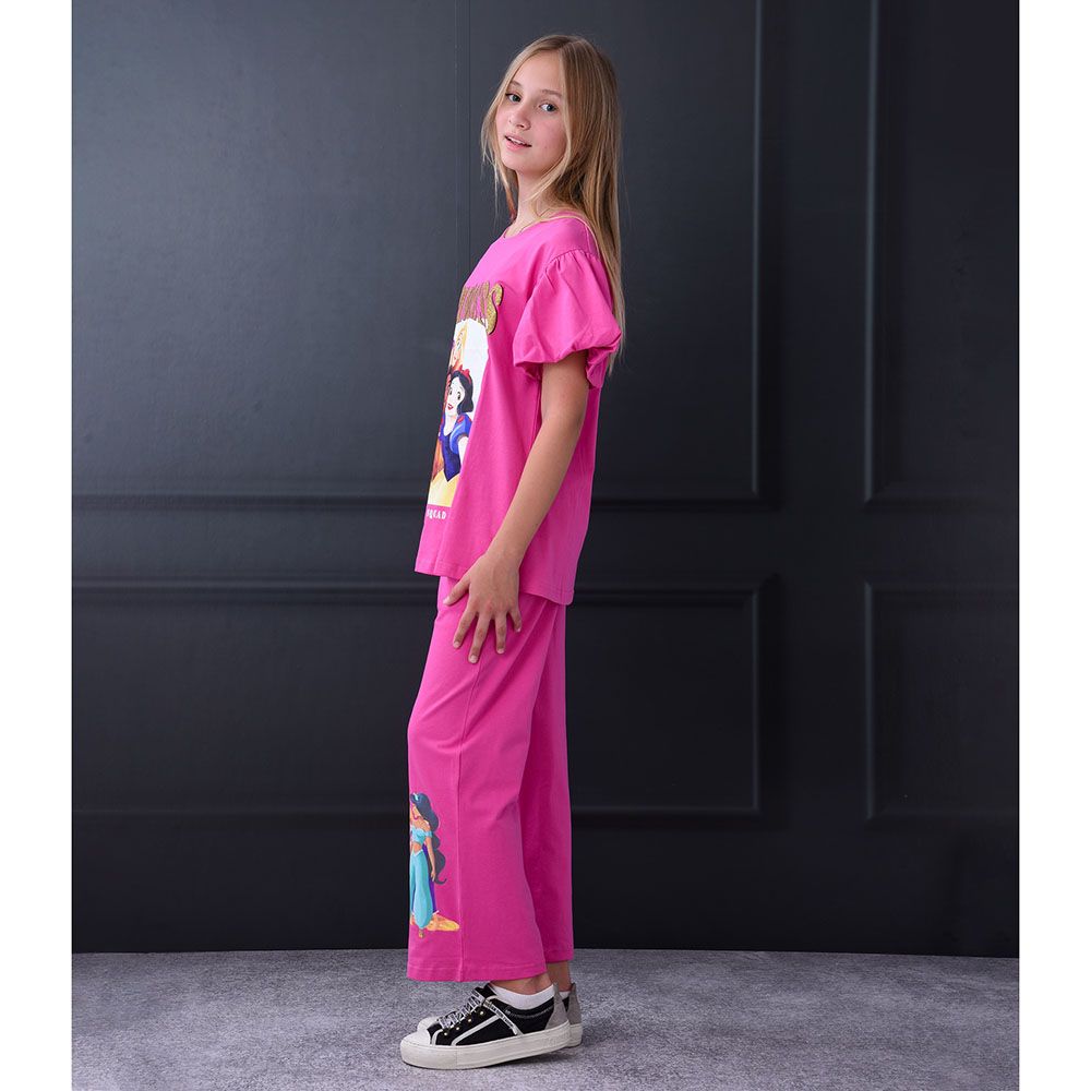 Disney - 2pc-Set - Girl Rapunzel T-Shirt w/ Wide-Leg Pants - Pink