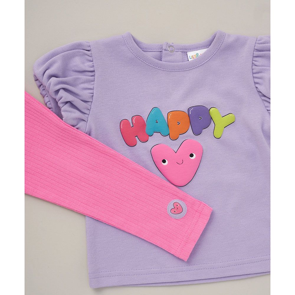 Lily & Jack - 3pc-Set - Top, Leggings And Headband - Pink/Purple