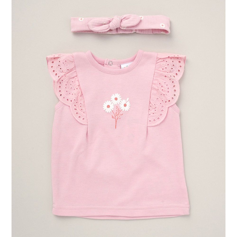 Lily & Jack - 3pc-Set - Baby Girl Top, Leggings And Headband - Pink