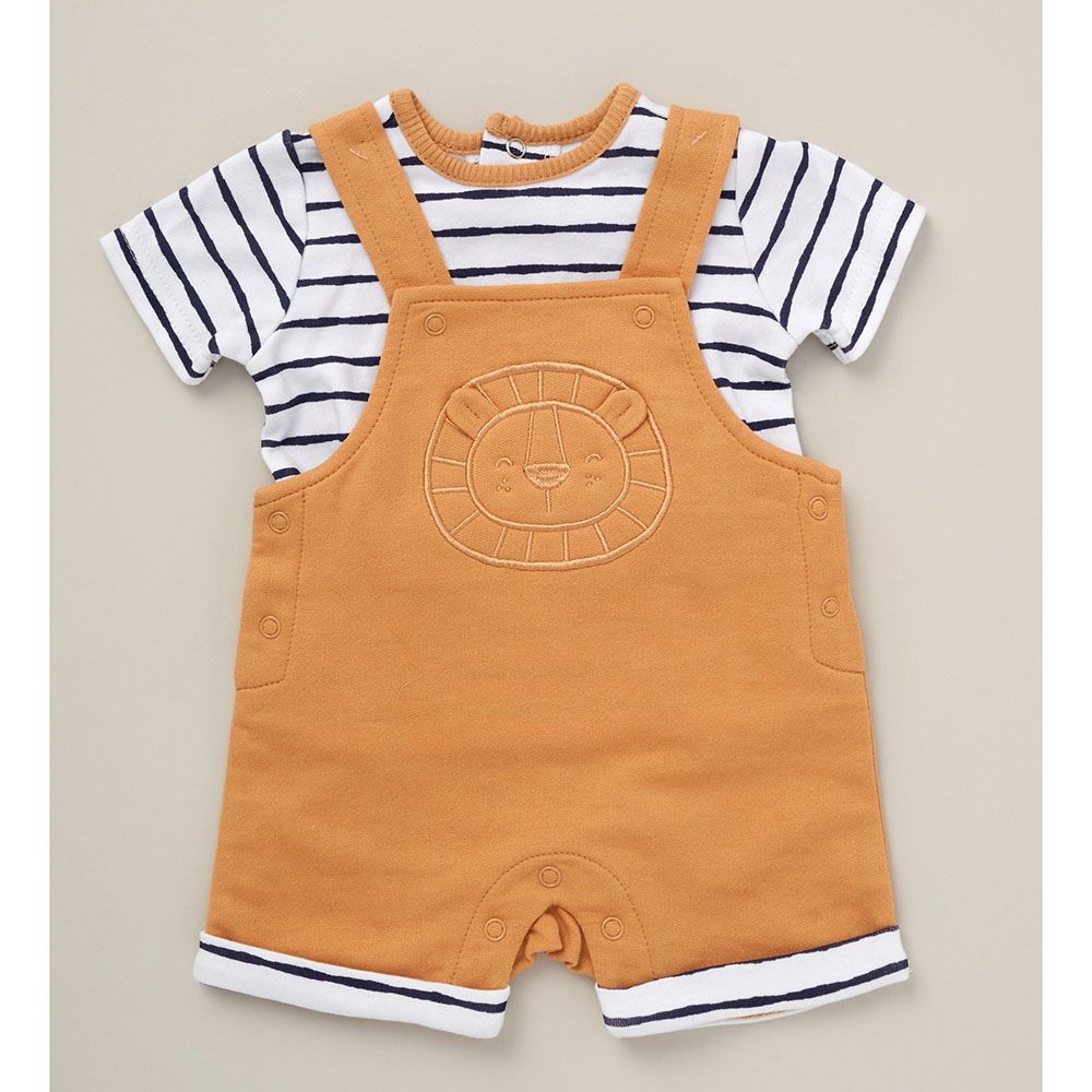 Lily & Jack - 2pc-Set - Baby Boy T-Shirt w/ Dungaree - Brown/White