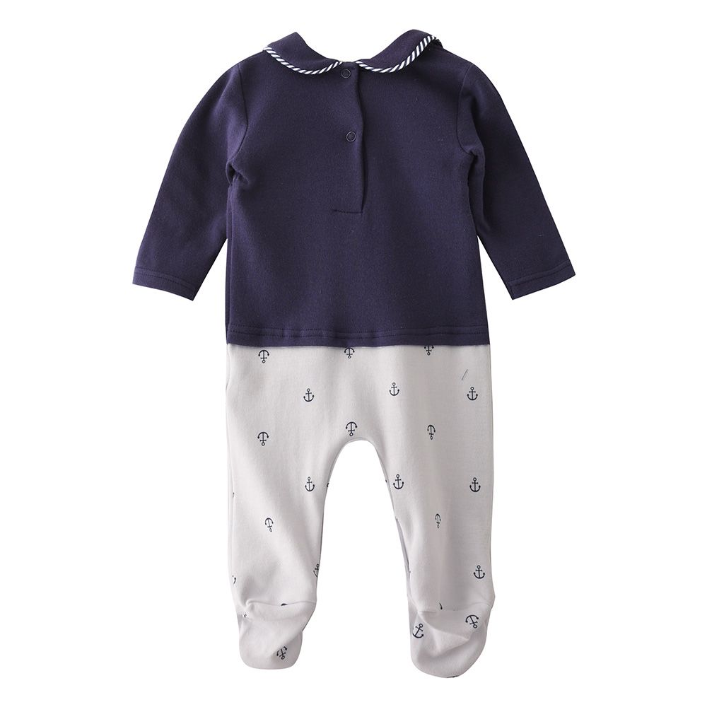 Rock A Bye Baby - Baby Boy Closefeet Sleepsuit - Navy/White