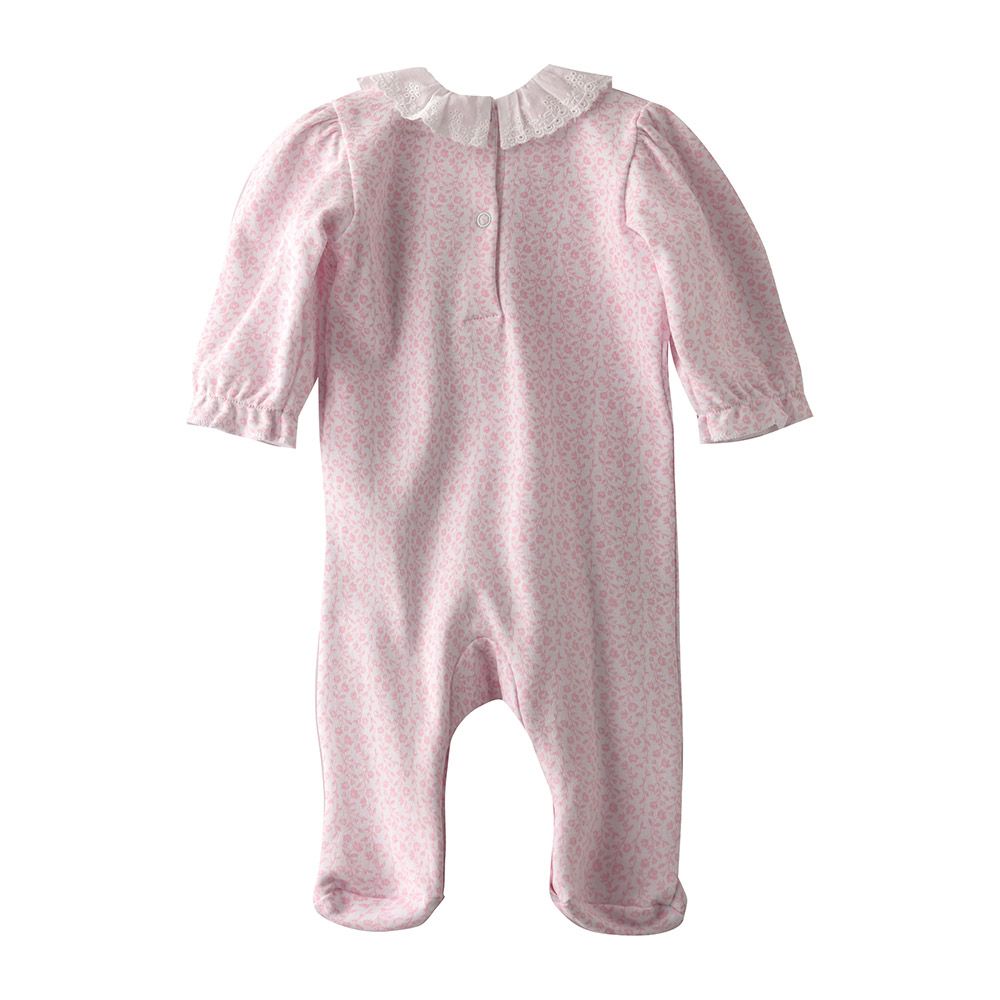 Rock A Bye Baby - Baby Girl Floral Closefeet Sleepsuit - Pink