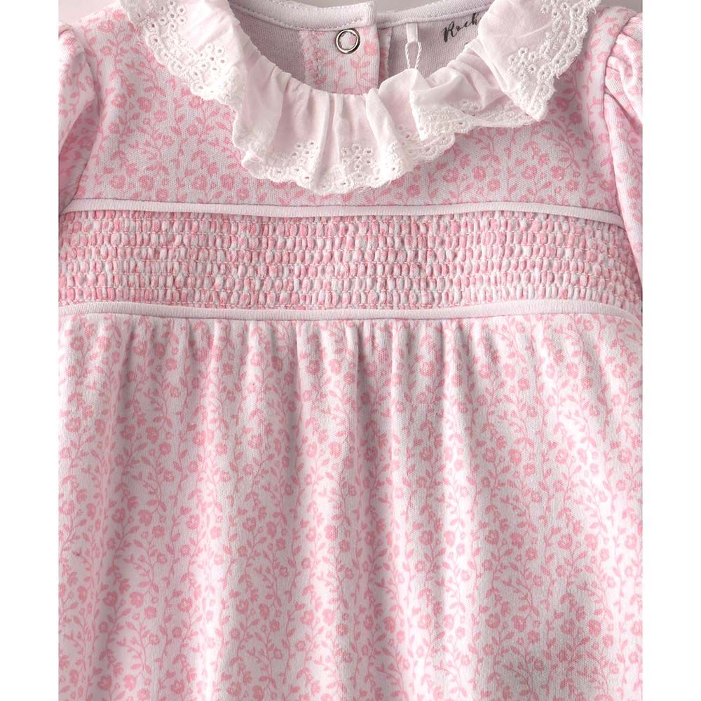 Rock A Bye Baby - Baby Girl Floral Closefeet Sleepsuit - Pink