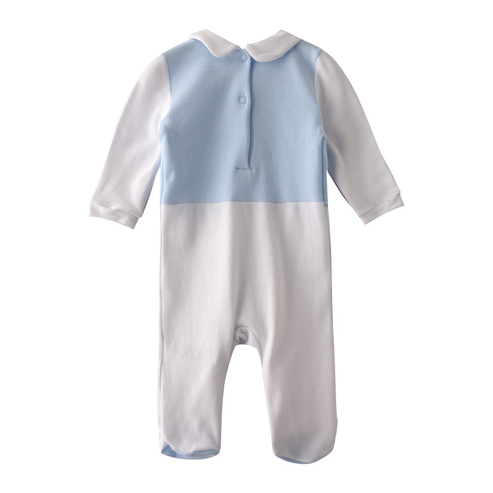 Rock A Bye Baby - Baby Boy Closefeet Sleepsuit - White/Sky Blue