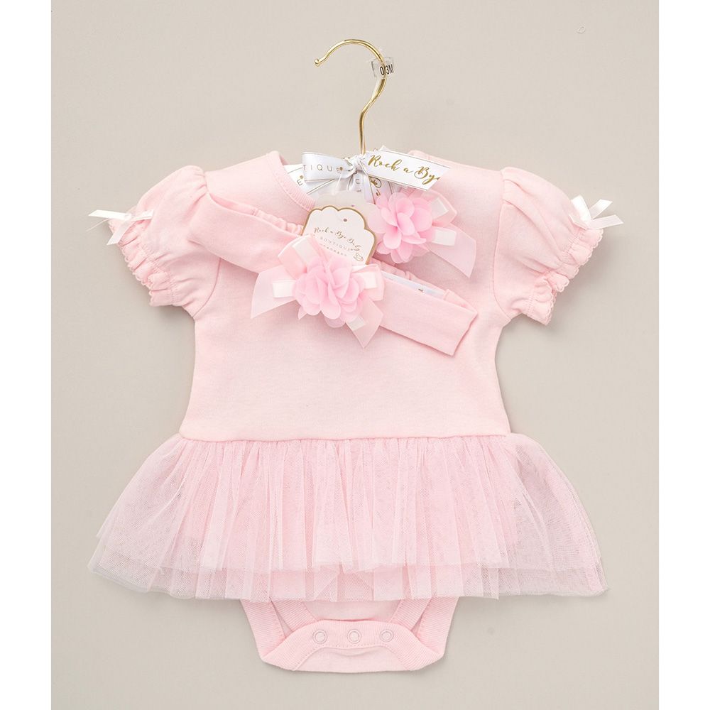 Lily & Jack - 2pc-Set - Baby Girl Bodysuit And Headband - Pink