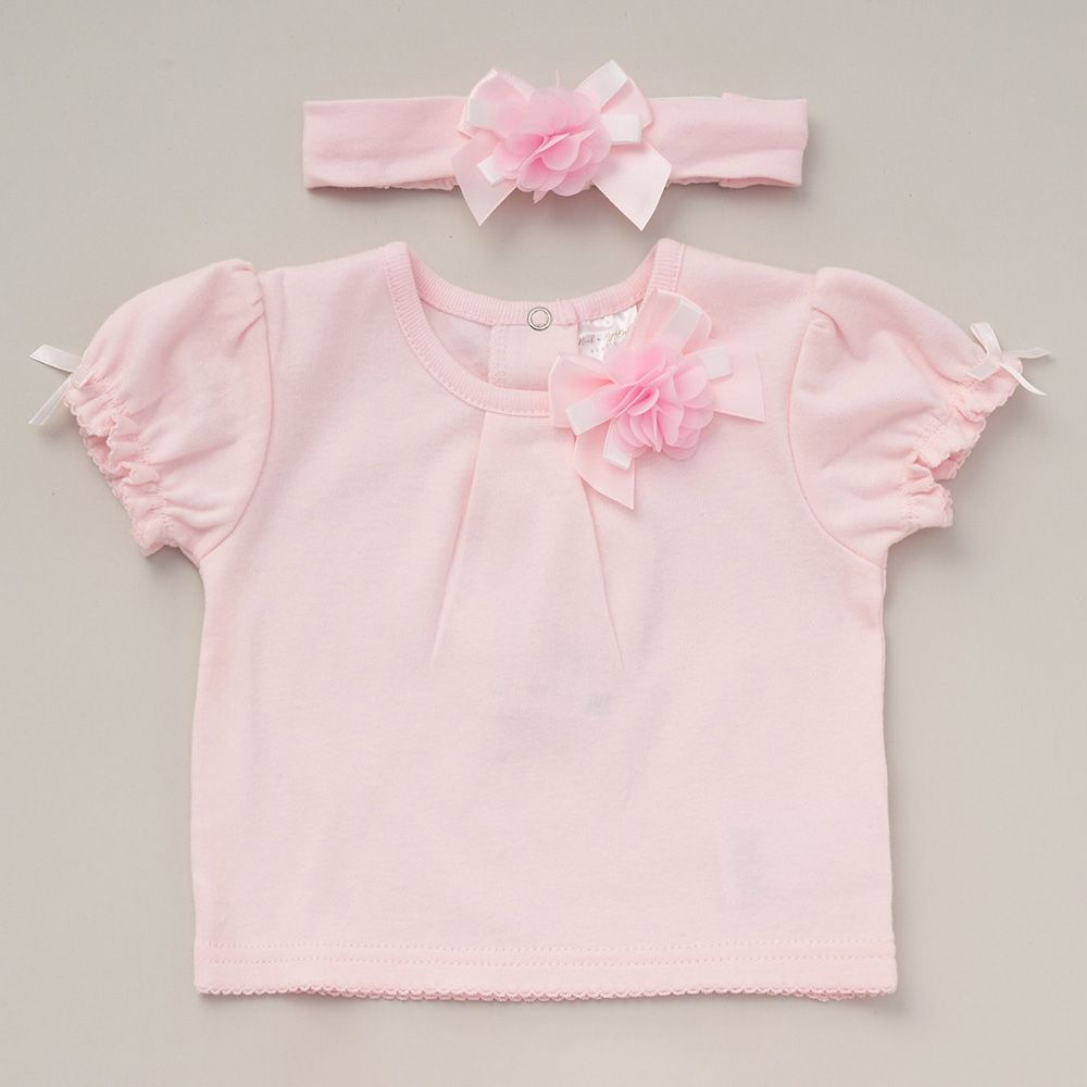 Lily & Jack - 3pc-Set - Baby Girl Top, Leggings And Headband - Baby Pink