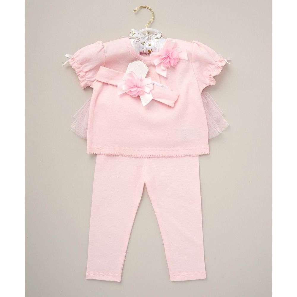 Lily & Jack - 3pc-Set - Baby Girl Top, Leggings And Headband - Baby Pink