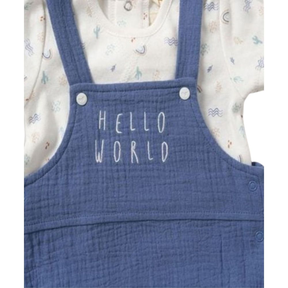 Home Grown - 2pc-Set - Baby Boy T-Shirt w/ Dungaree - Blue/White