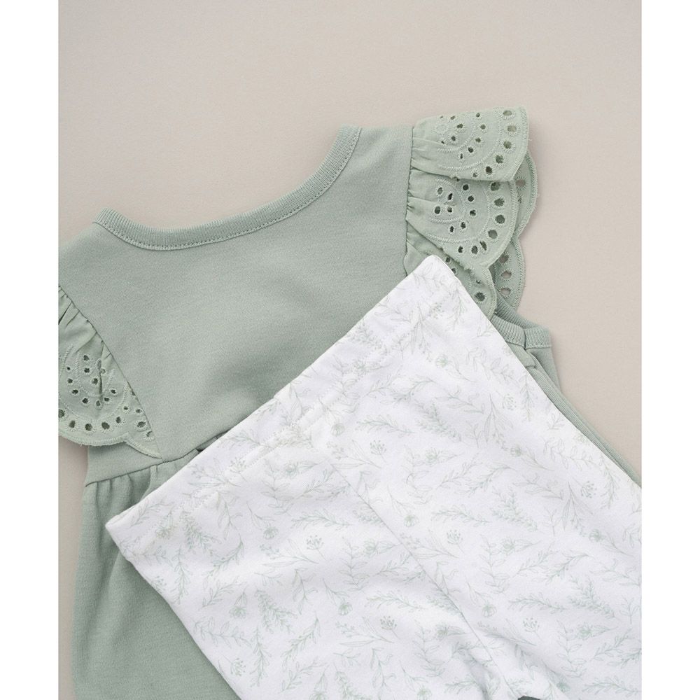 Lily & Jack - 3pc-Set - Baby Girl Top, Leggings And Headband - Sage