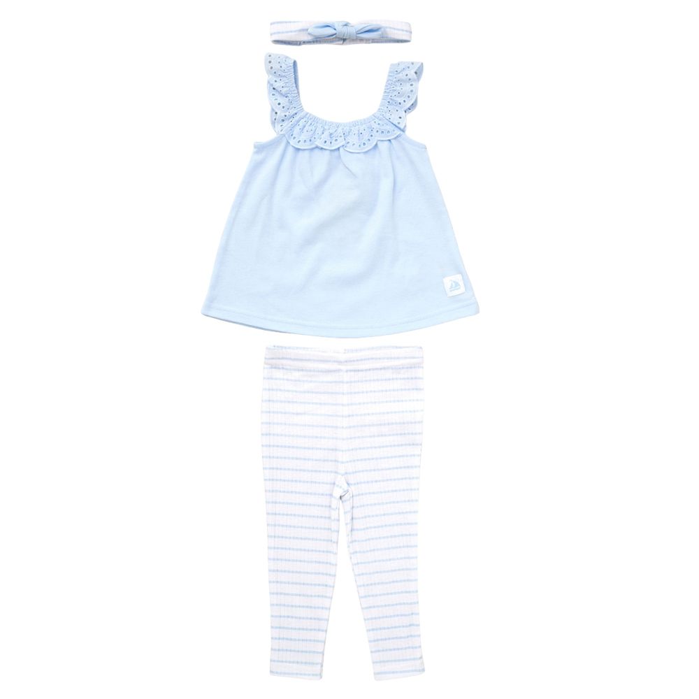 Lily & Jack - 3pc-Set - Baby Girl Top, Leggings And Headband - Blue