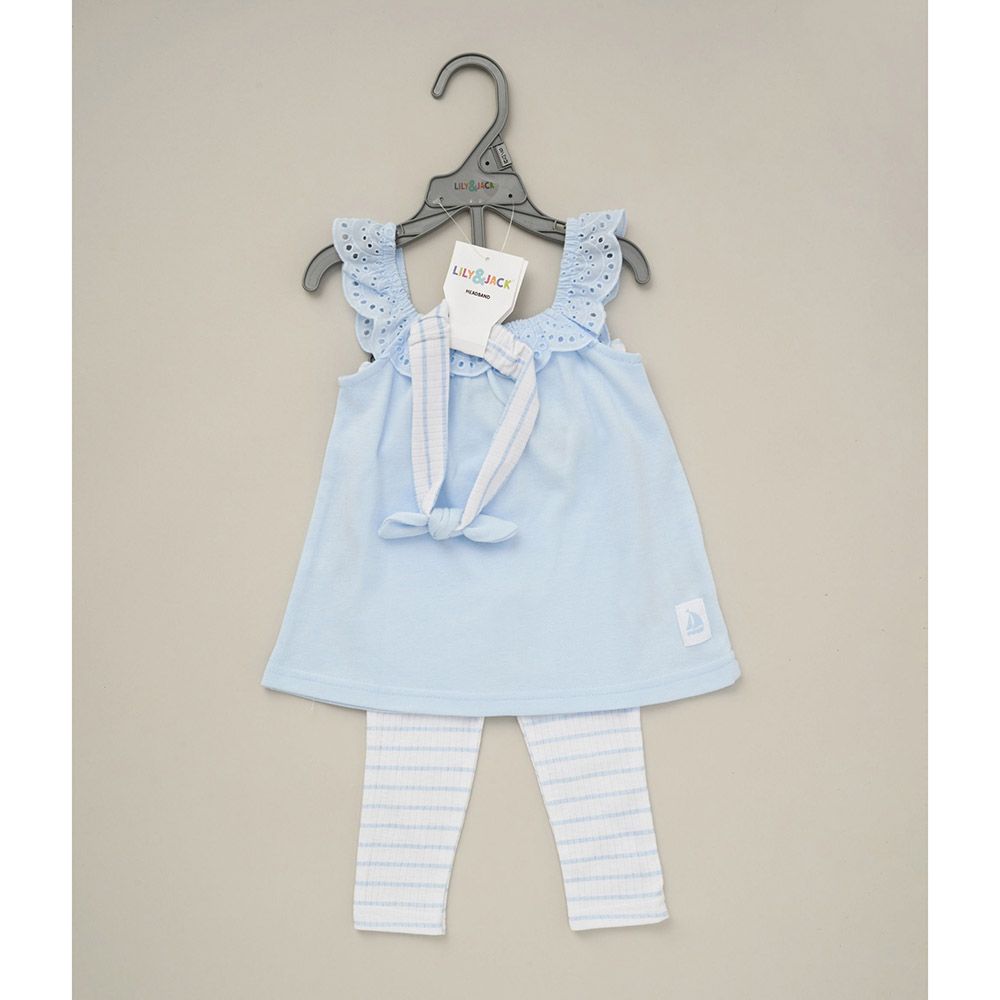 Lily & Jack - 3pc-Set - Baby Girl Top, Leggings And Headband - Blue