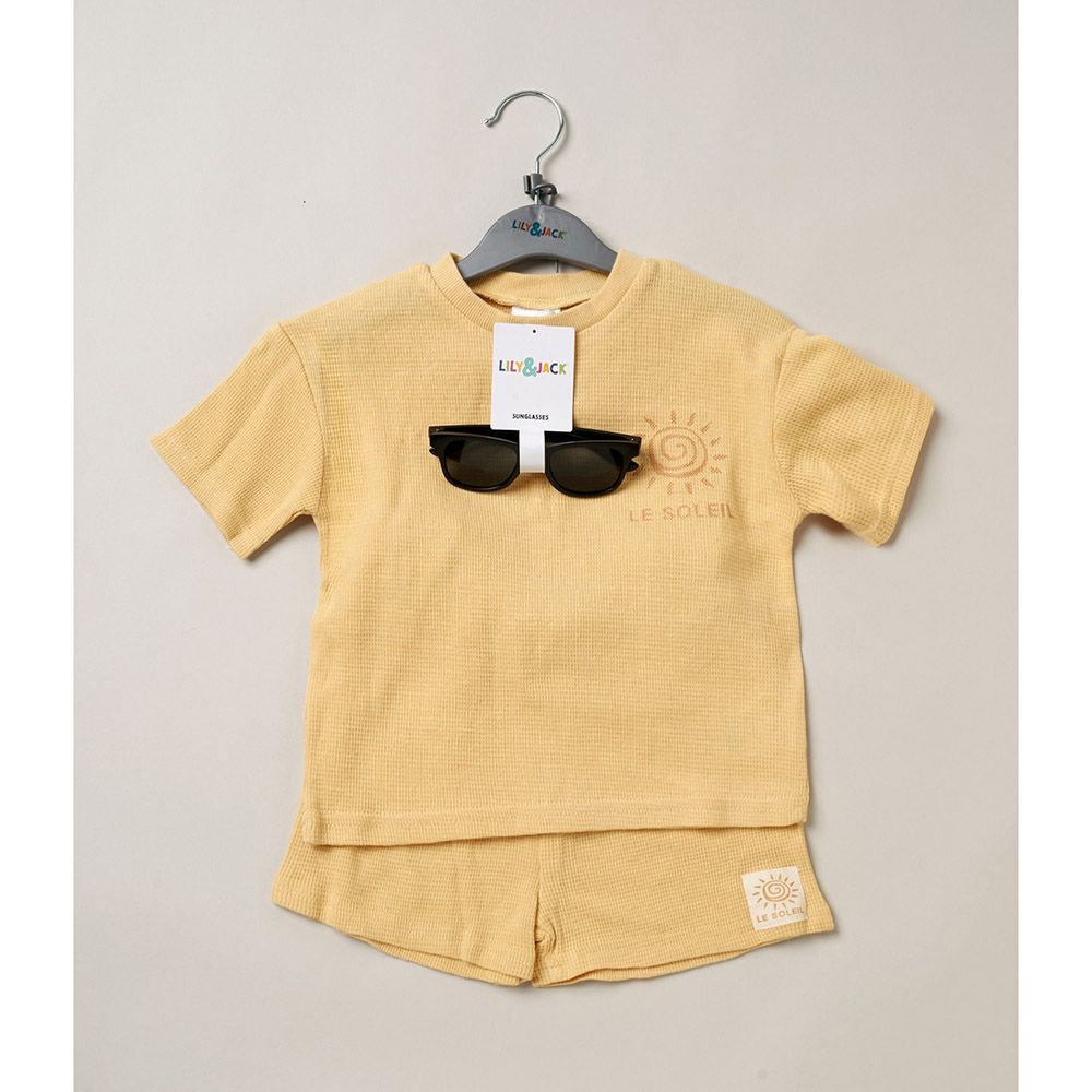 Lily & Jack - 3pc-Set - T-Shirt, Shorts w/ Sunglasses - Yellow