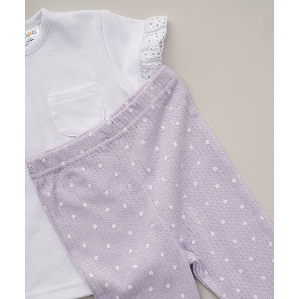 Lily & Jack - 3pc-Set - Top, Leggings And Headband - Purple/White