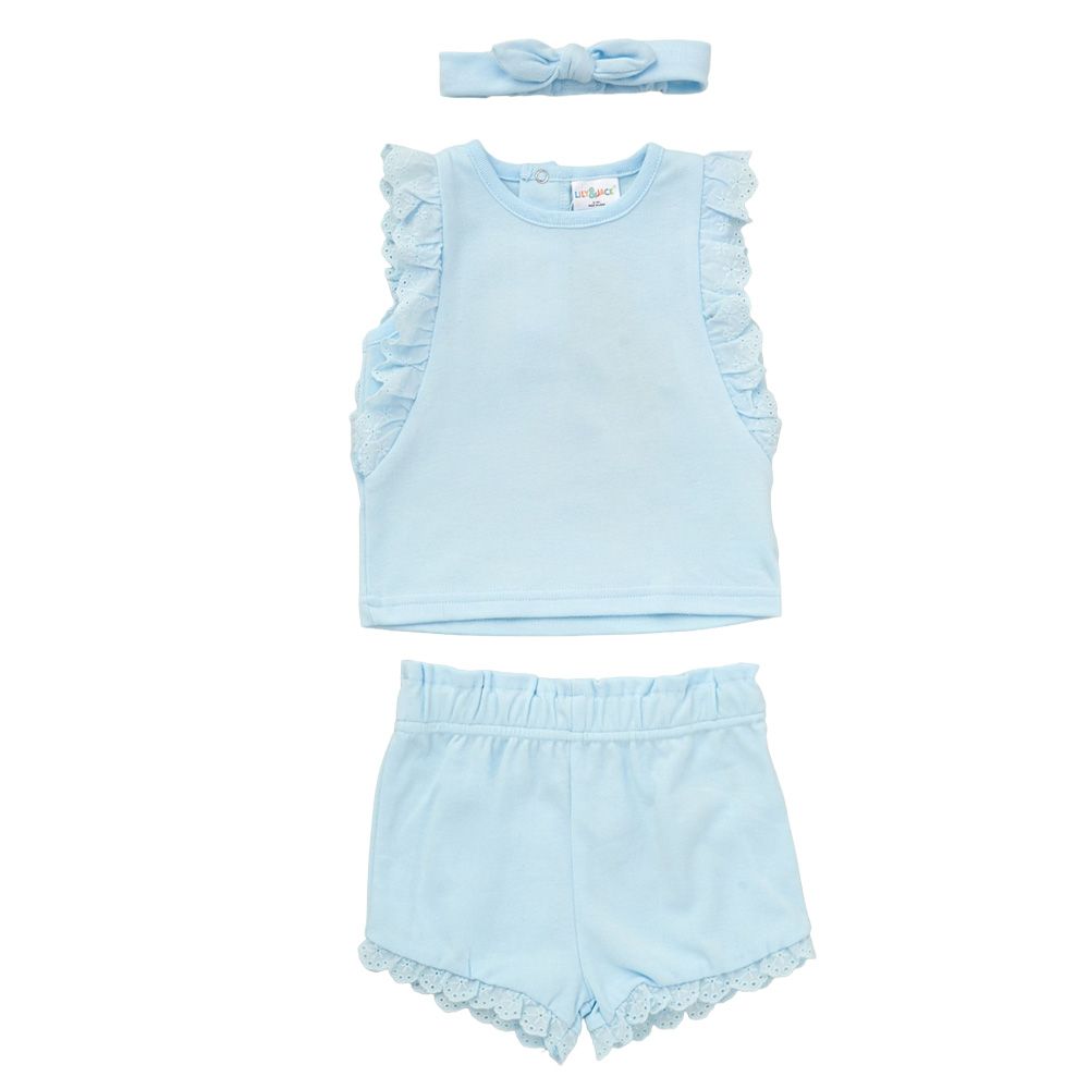 Lily & Jack - 3pc-Set - Girl Top, Shorts And Headband - Blue