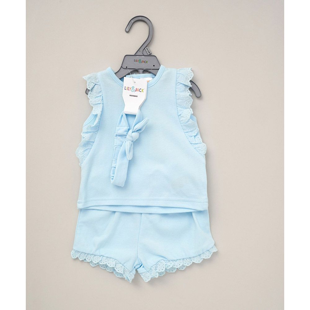 Lily & Jack - 3pc-Set - Girl Top, Shorts And Headband - Blue