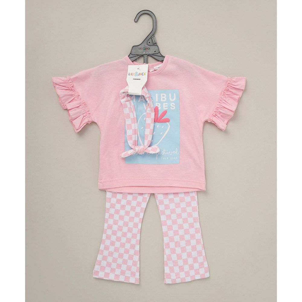 Lily & Jack - 3pc-Set - Top, Leggings And Headband - Pink