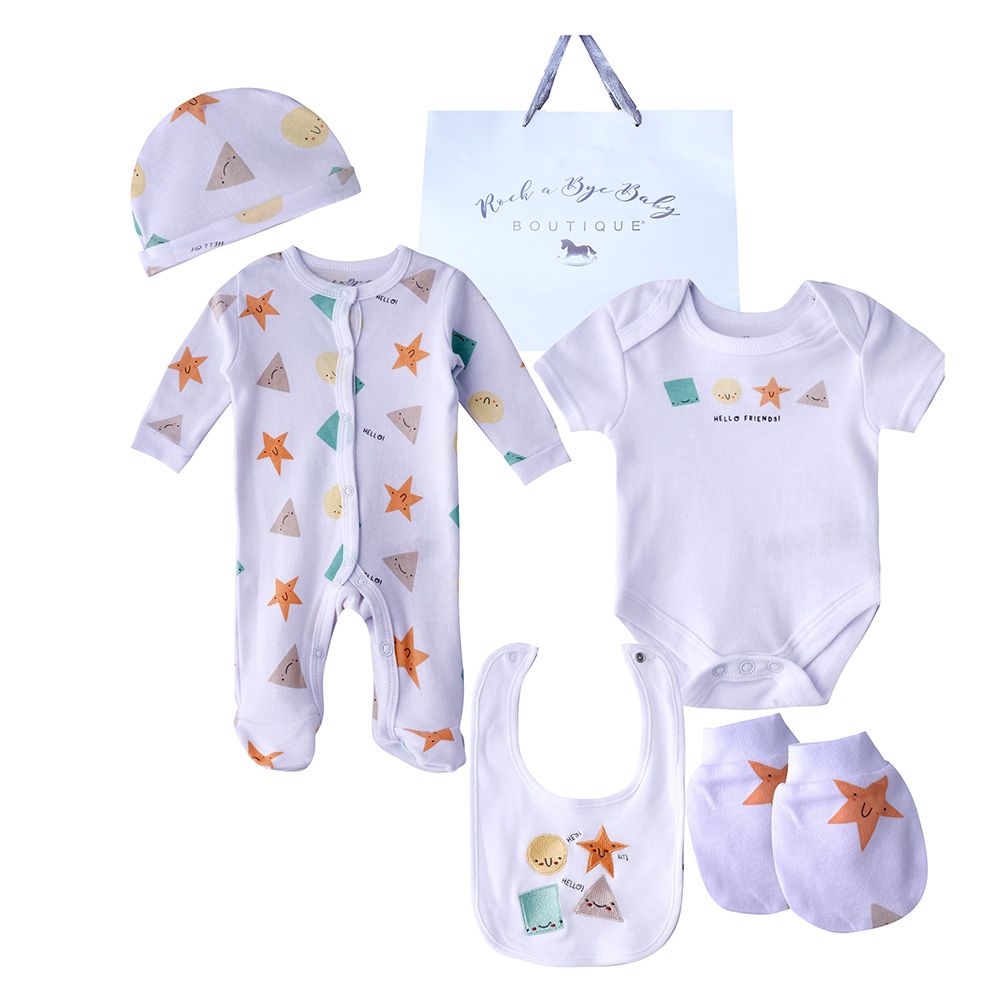 Rock A Bye Baby - 5pc-Set - Unisex Gift Set - White