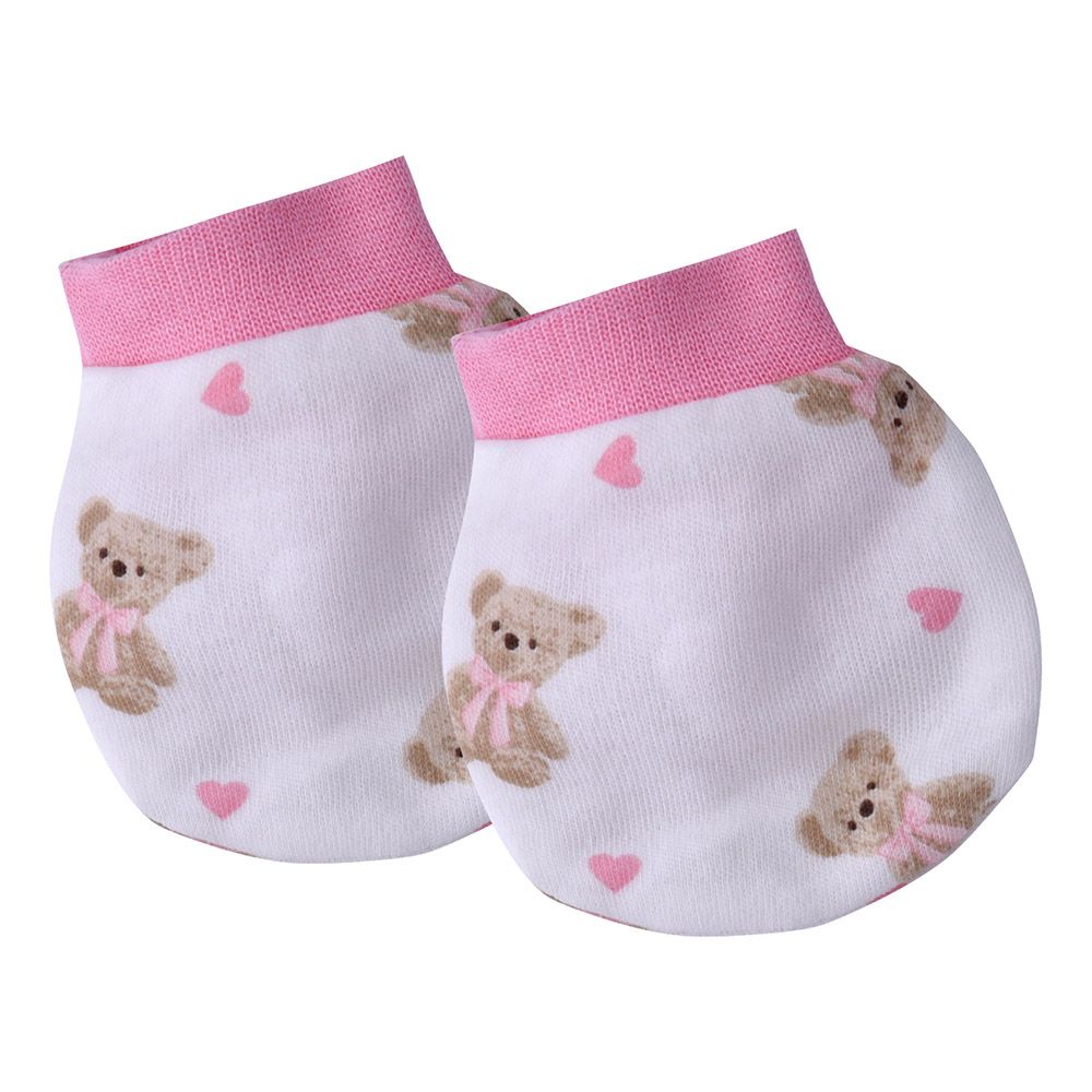 Rock A Bye Baby - 5pc-Set - Baby Girl Bear Gift Set - White/Pink